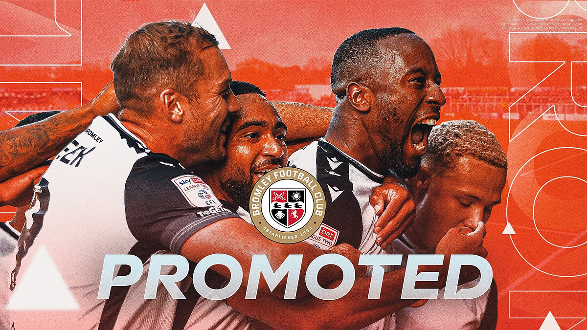 Bromley promoted to League One for first time in their history