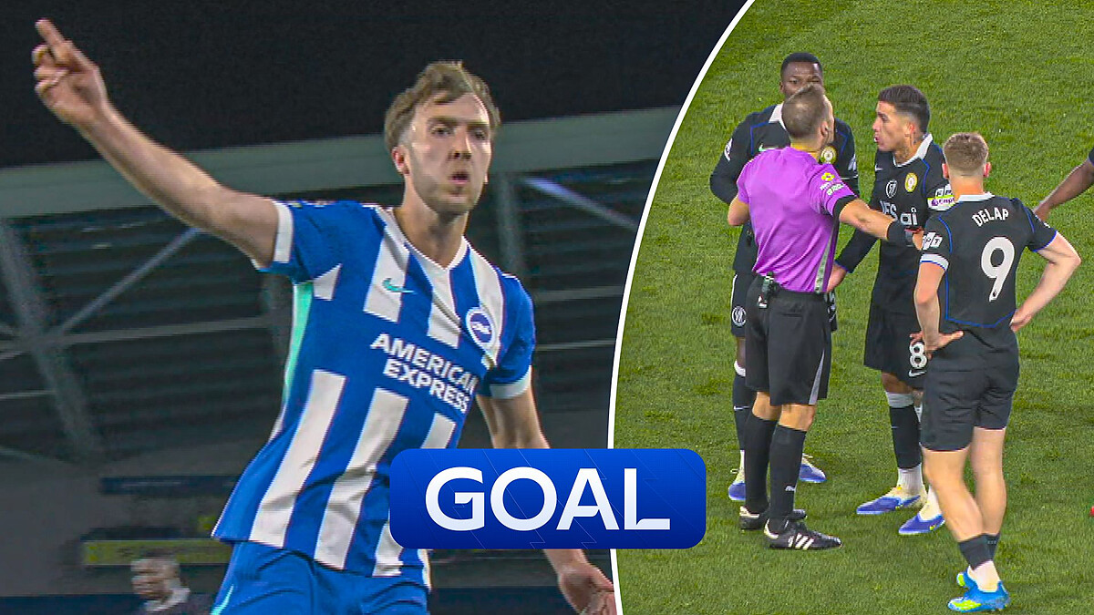 Hinshelwood fires home Brighton second as Chelsea fume over handball shout