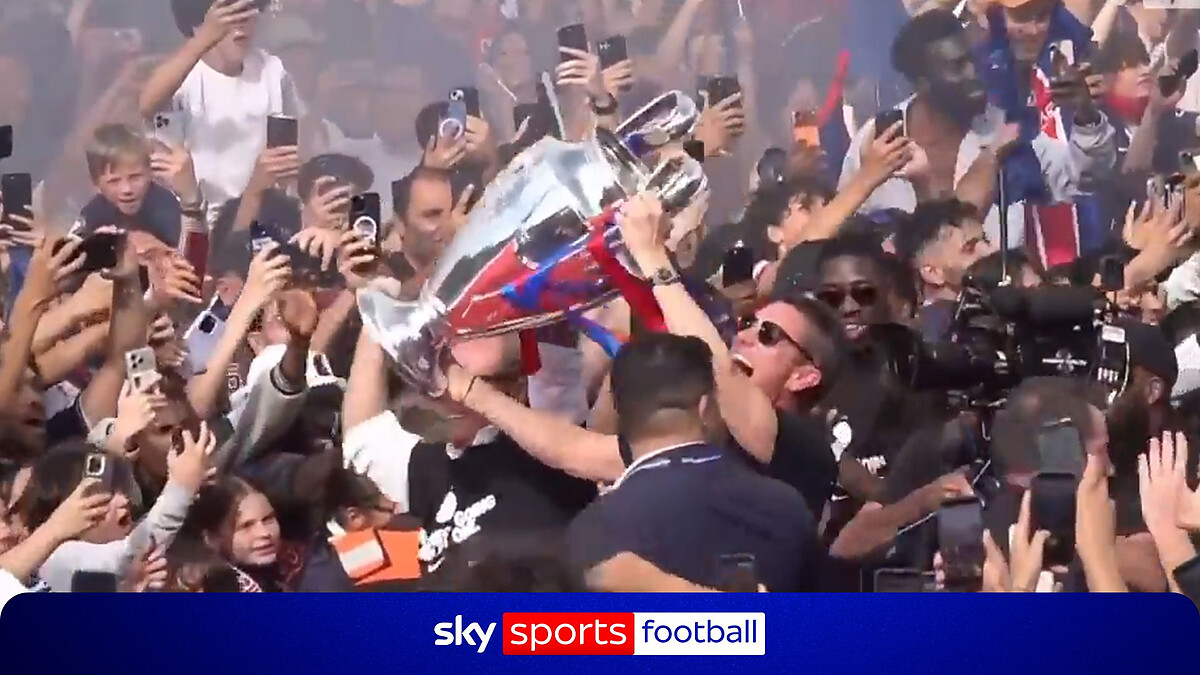 Celebrations and a sing-song... PSG's Champions League title victory parade in Paris