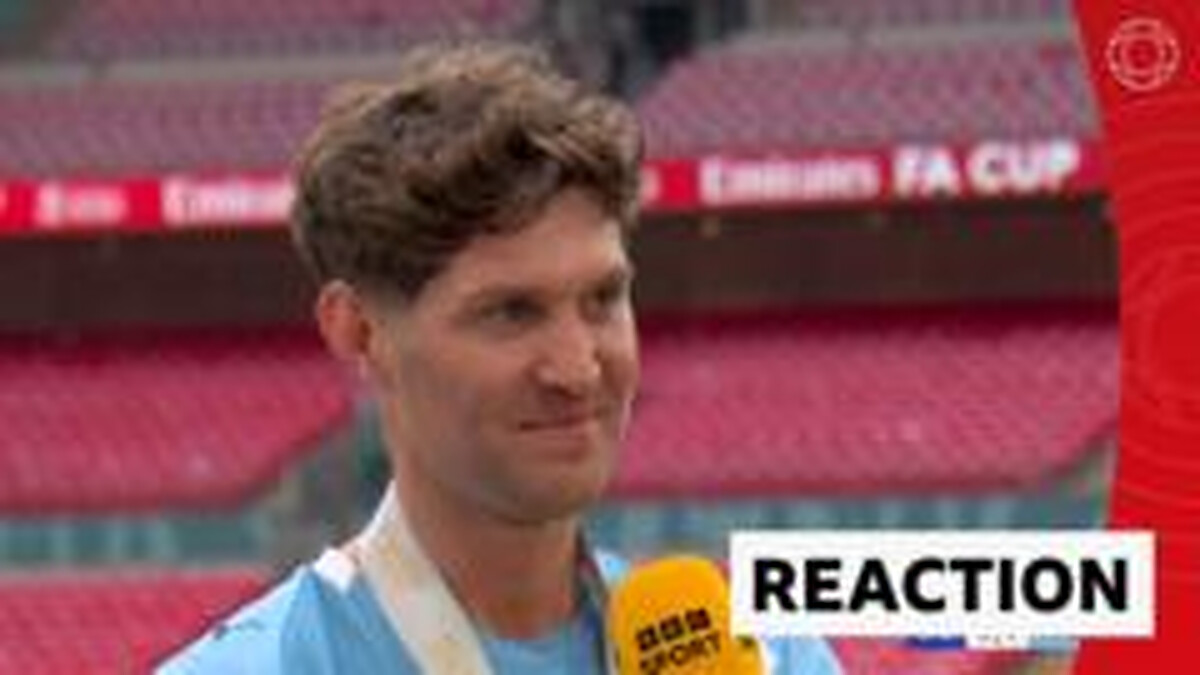 Stones on 'nice send off' after lifting FA Cup trophy