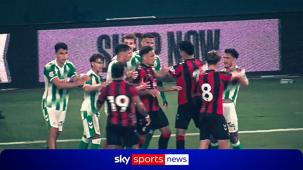 Not so friendly! TWO REDS as tempers flare between Bournemouth and Betis!
