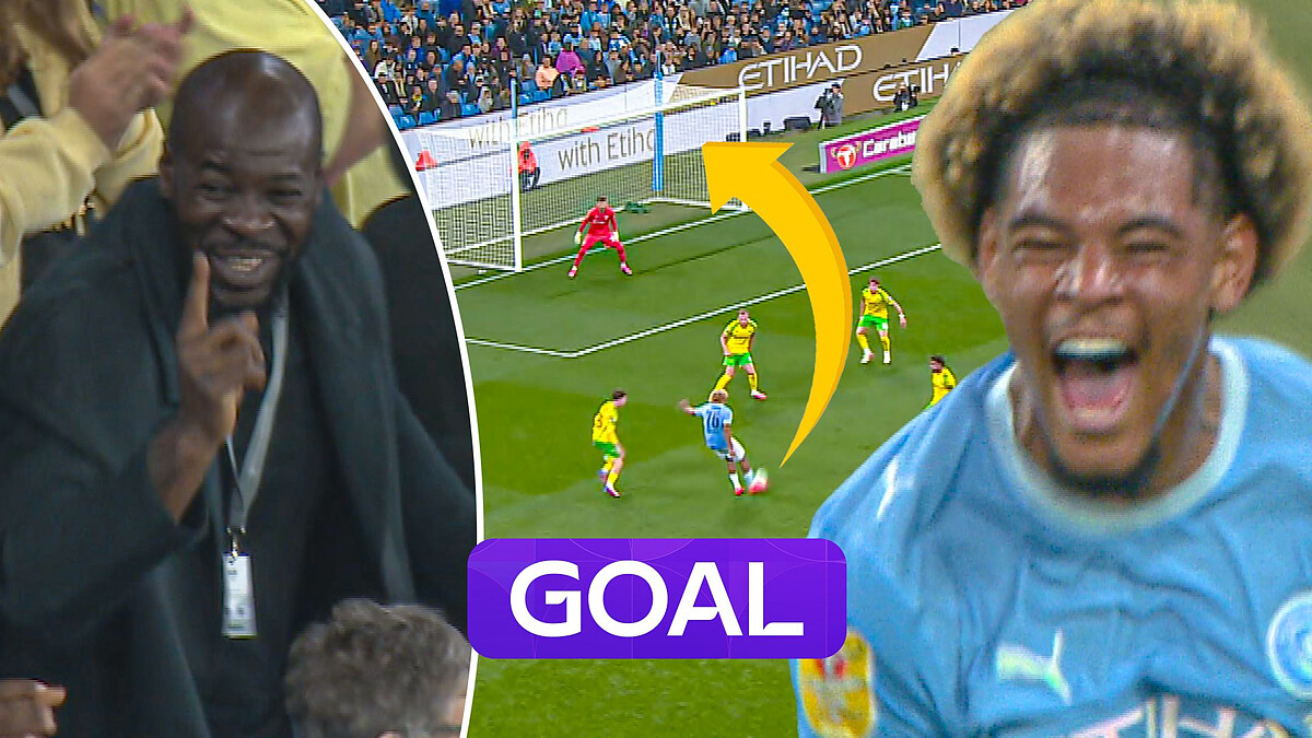 Samba show! Chris celebrates as son Floyd scores twice for Man City!